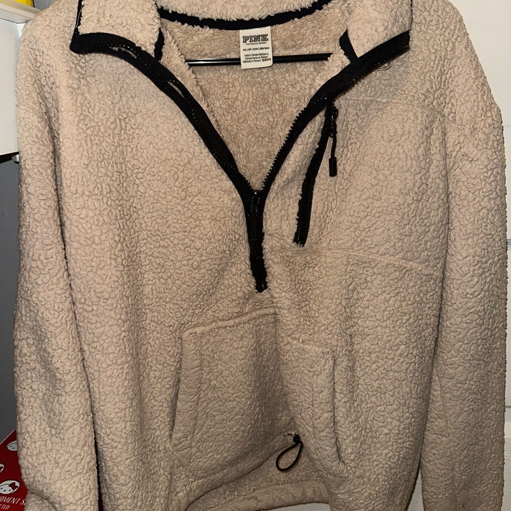 PINK Victoria's Secret Beige Sherpa Cowl Neck Sweater